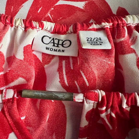 Cato Bright Red Hawaiian 🌺 print blouse - Picture 2 of 2